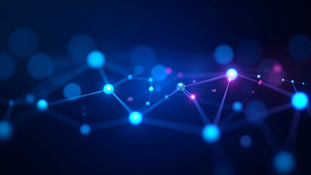 Abstract network visualization showing interconnected data nodes and digital infrastructure connections with technology theme