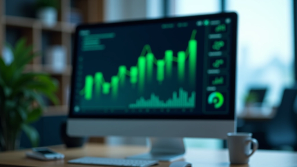 Digital financial growth visualization showing upward trending charts, connected network nodes, and blockchain technology representation