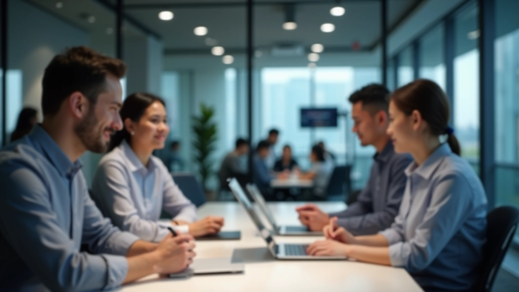 Team collaborating on digital economy initiatives and technology solutions