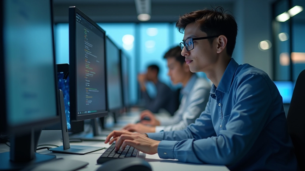 Startup innovation lab with developers working on cutting-edge technology projects, creative workspace environment