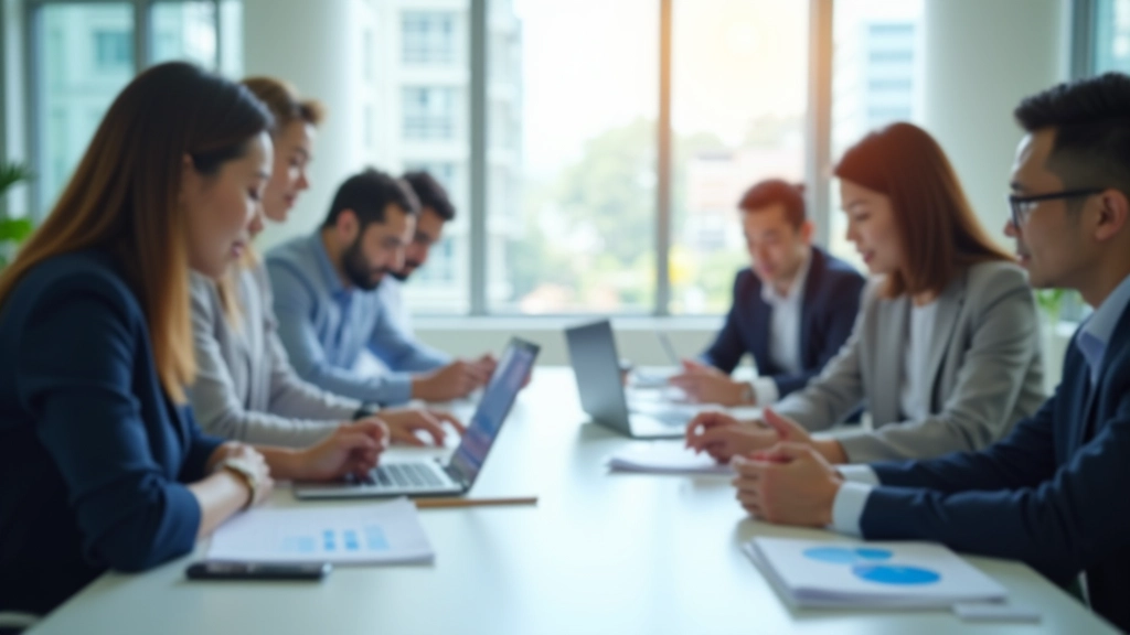 Team collaborating on digital strategy with laptops and notes